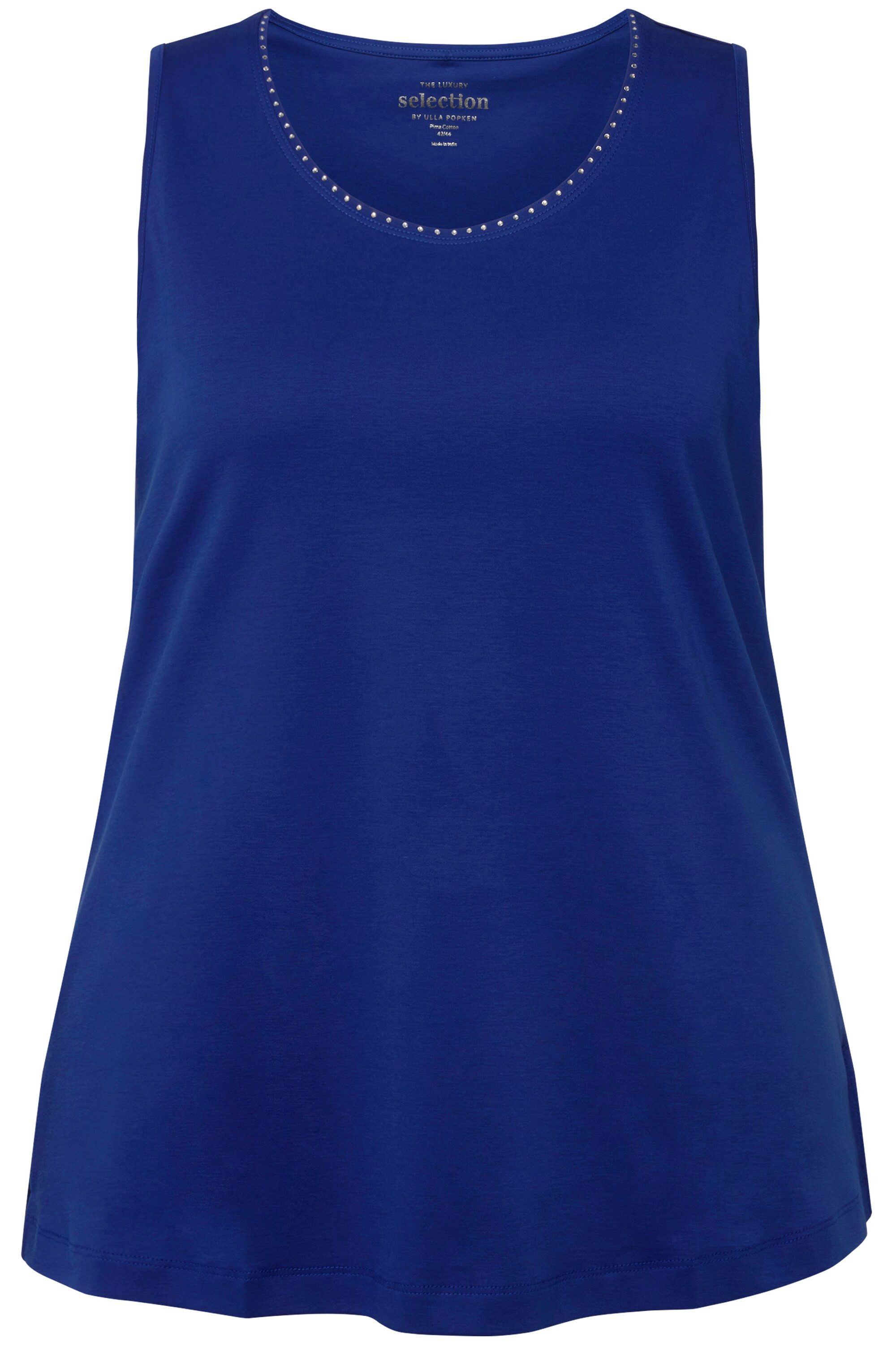 Ulla Popken Longtop Pima Cotton-Top A-Linie Rundhals ärmellos