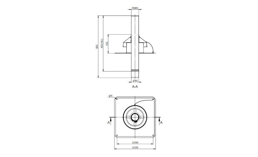 Thumbnail - ATEC Abgastechnologie PP-Rohr ATEC Schornstein Mündungs-Set Edelstahl DN60 0342, DN 60