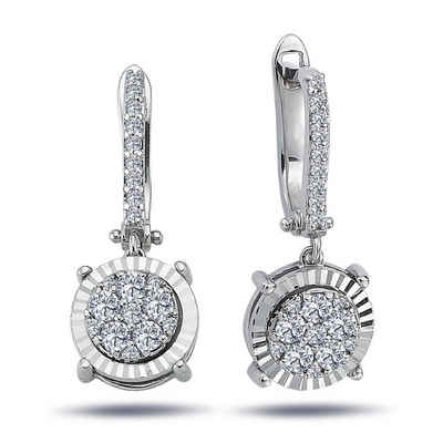 EinStein Diamant Paar Ohrhänger Diamanten Brillant Schliff Ohrringe Ohrhänger 14 Karat 585'er Weißgold