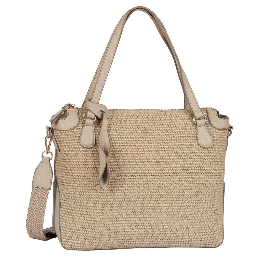 Gabor Shopper Ophelio (Set, 2 Schultergurte: 1 Gewebeband, 1 aus hochwertigem Kunstleder), Damen Umhängetasche, Schultertasche mit floralem Anhänger