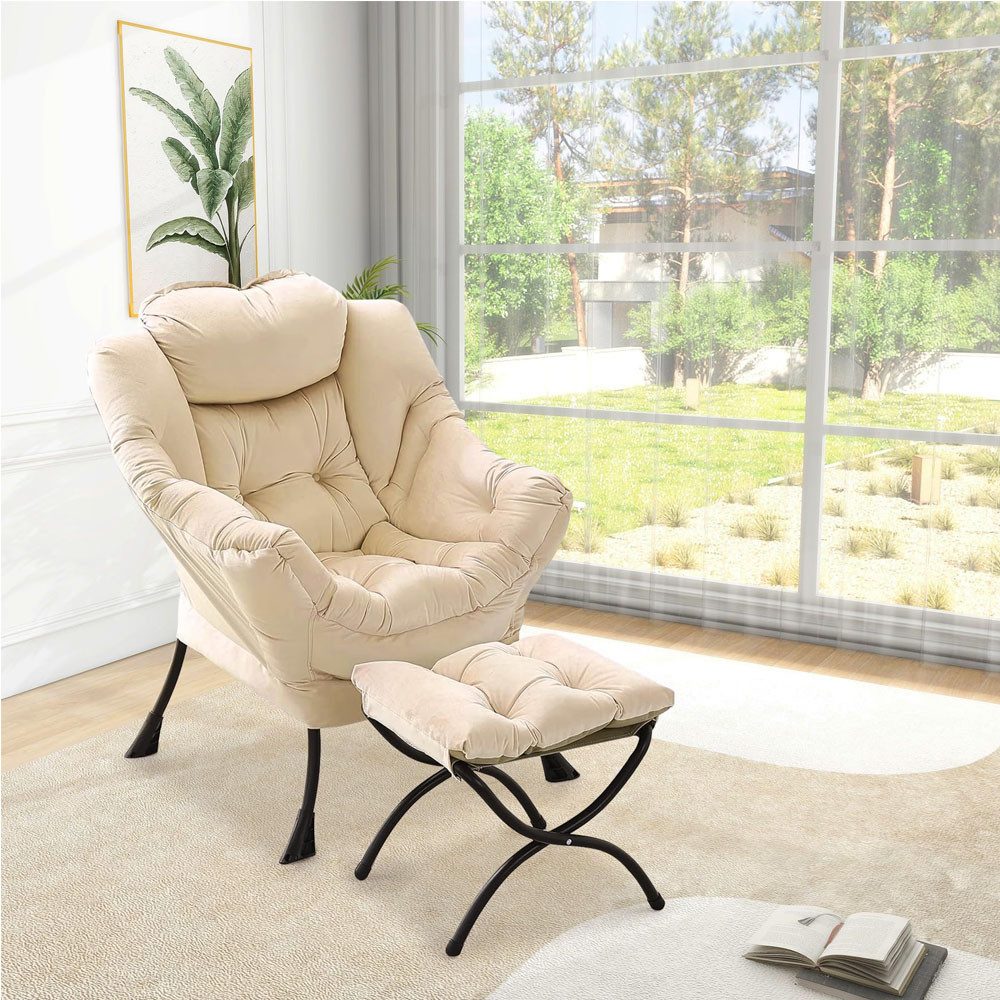 GarveeMore Ohrensessel Fauler Stuhl mit Ottoman Modern Lounge Akzent Stuhl