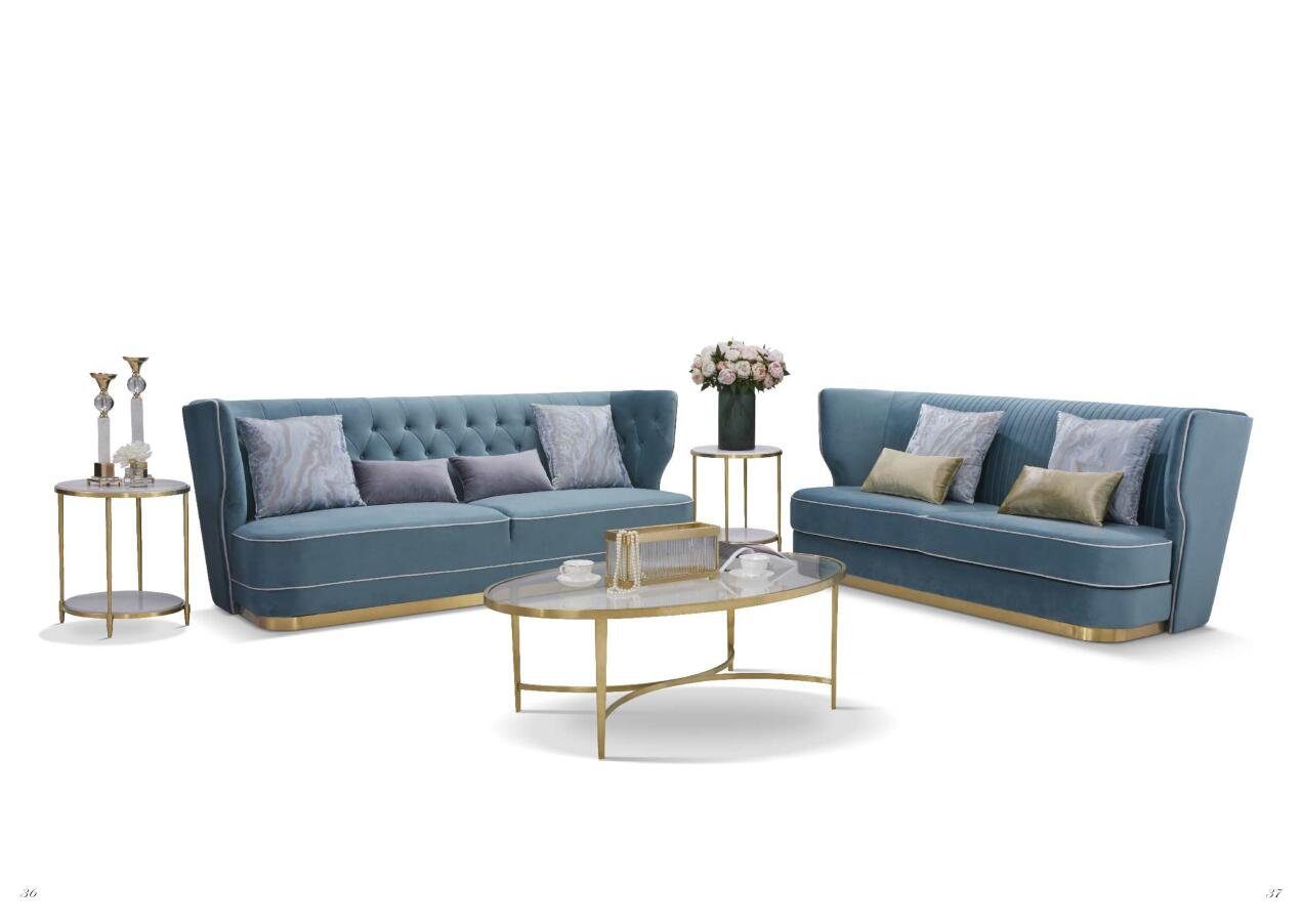 JVmoebel Sofa Designer Sofa Sofagarnitur 2+2 Sitzer Couch Polster Garnitur, Made in Europe Blau | Alle Sofas