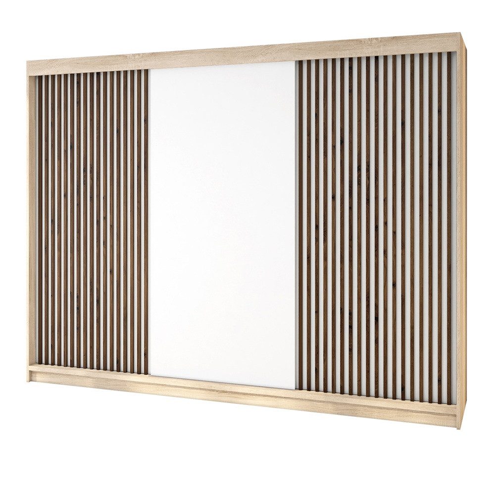 A&J MöbelLand GmbH Schiebetürenschrank IOSA 200 cm – Moderner Kleiderschrank mit 3D-Lamellen (TOP ANGEBOT! Geräumiger Schrank mit einer Breite von 200 cm ideal zur Aufbewahrung von Kleidung und Accessoires. Wählen Sie das ideale Modell für Ihr Schlafzimme
