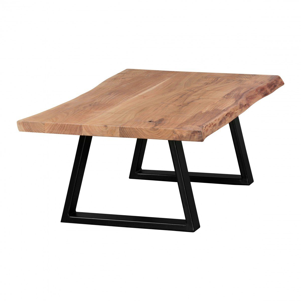 Wohnling Couchtisch WL1.828 (Massivholz Wohnzimmertisch, 115x40x60cm, mit Kaffeetisch Großer Sofatisch Tisch Akazie Baumkante)