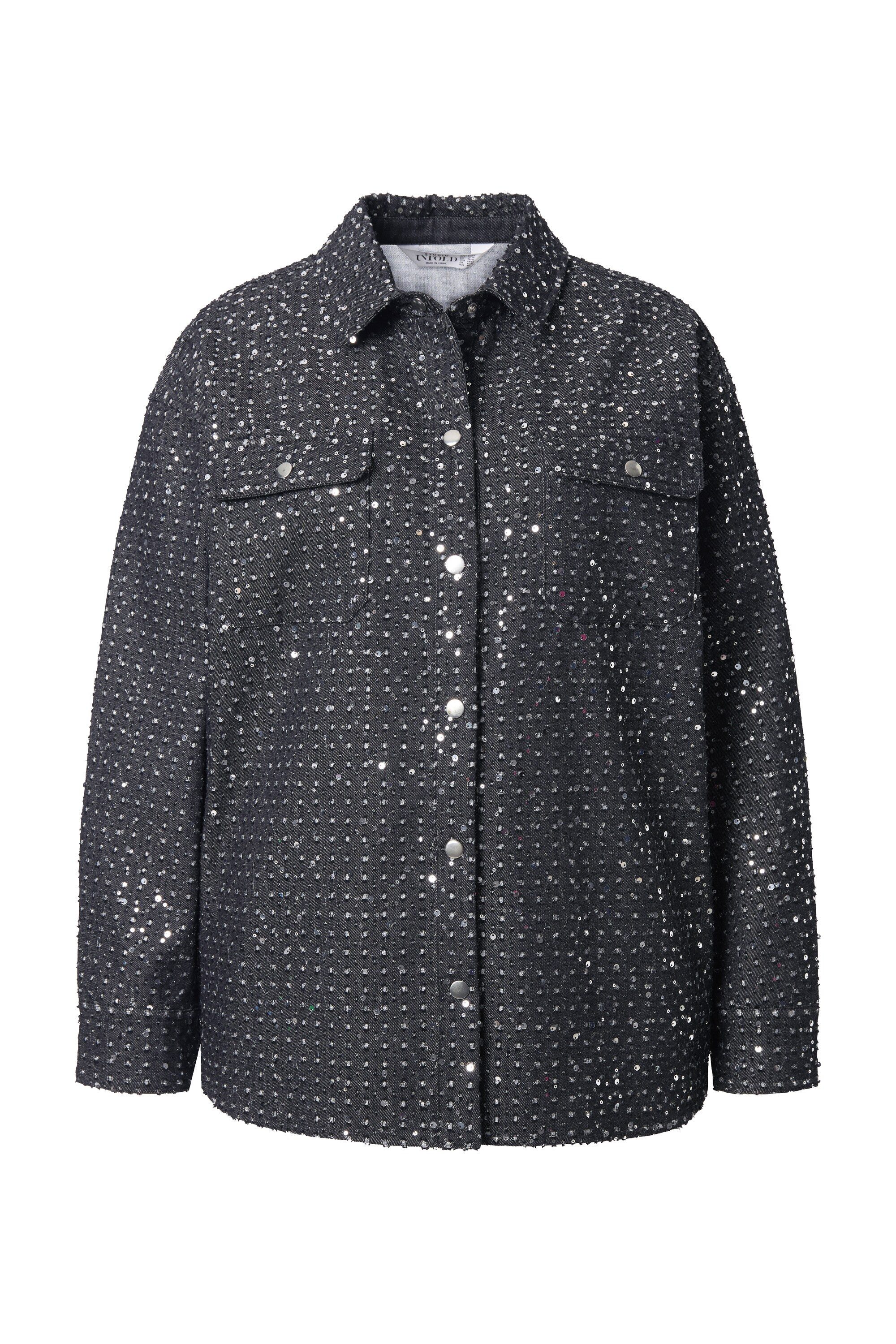 Studio Untold Hemdbluse Hemd oversized Pailletten Jeanslook günstig online kaufen