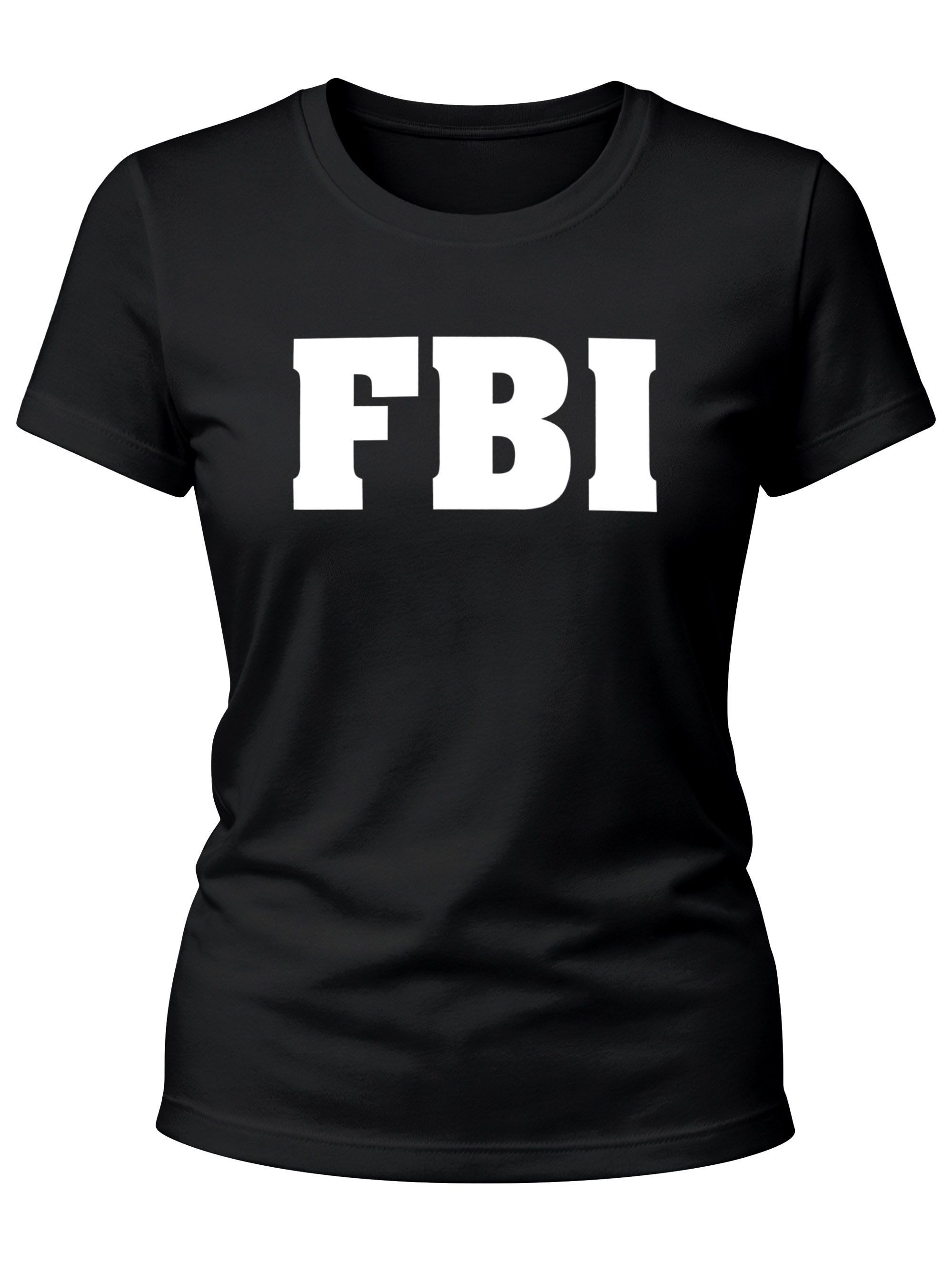 Print-Shirt Damen T-Shirt FBI Aufdruck Faschings-Shirt Kostüm Verkleidung