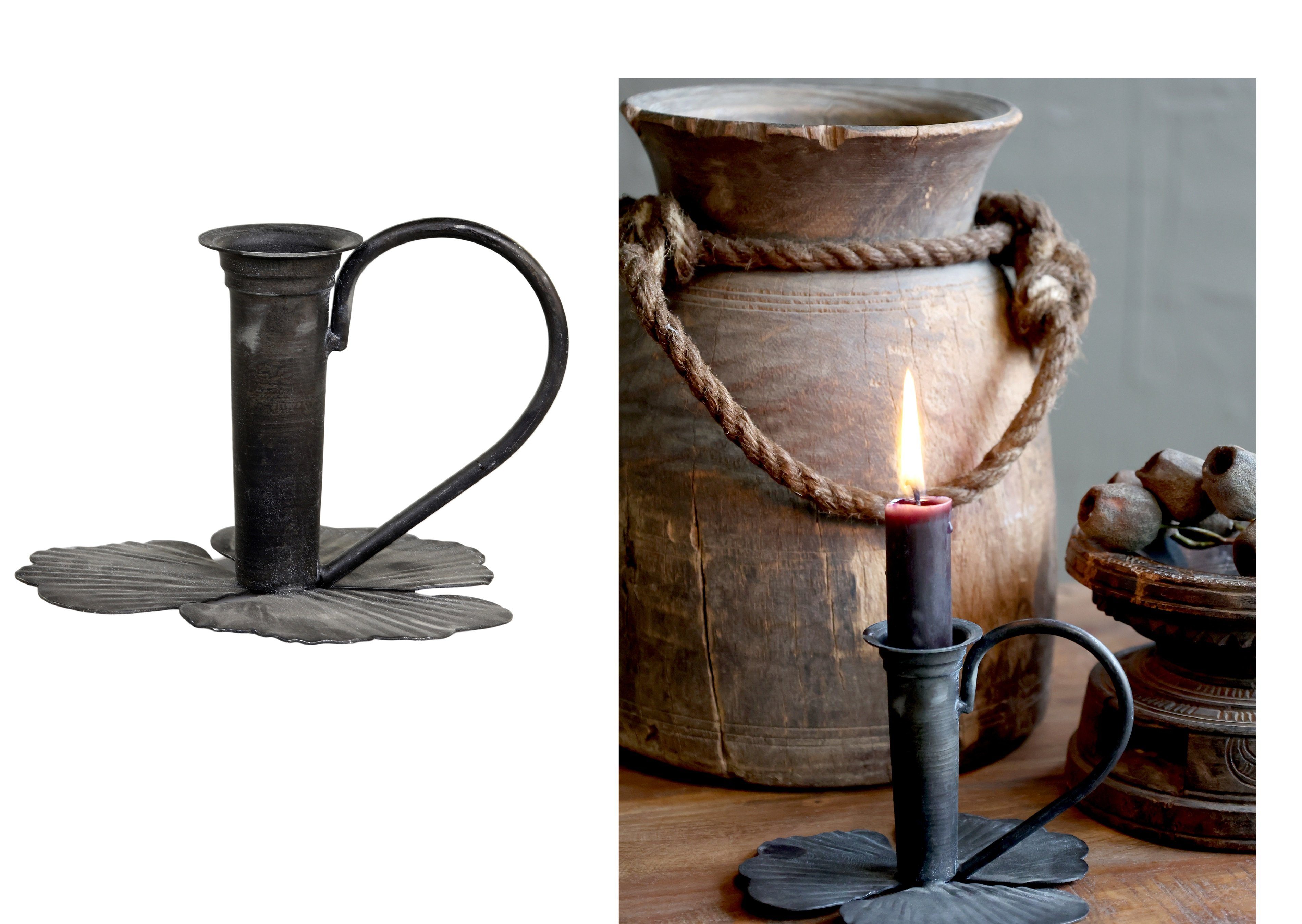 Kerzenhalter Chic Antique Kerzenständer Kerzenhalter mit Henkel Kammerleuchter