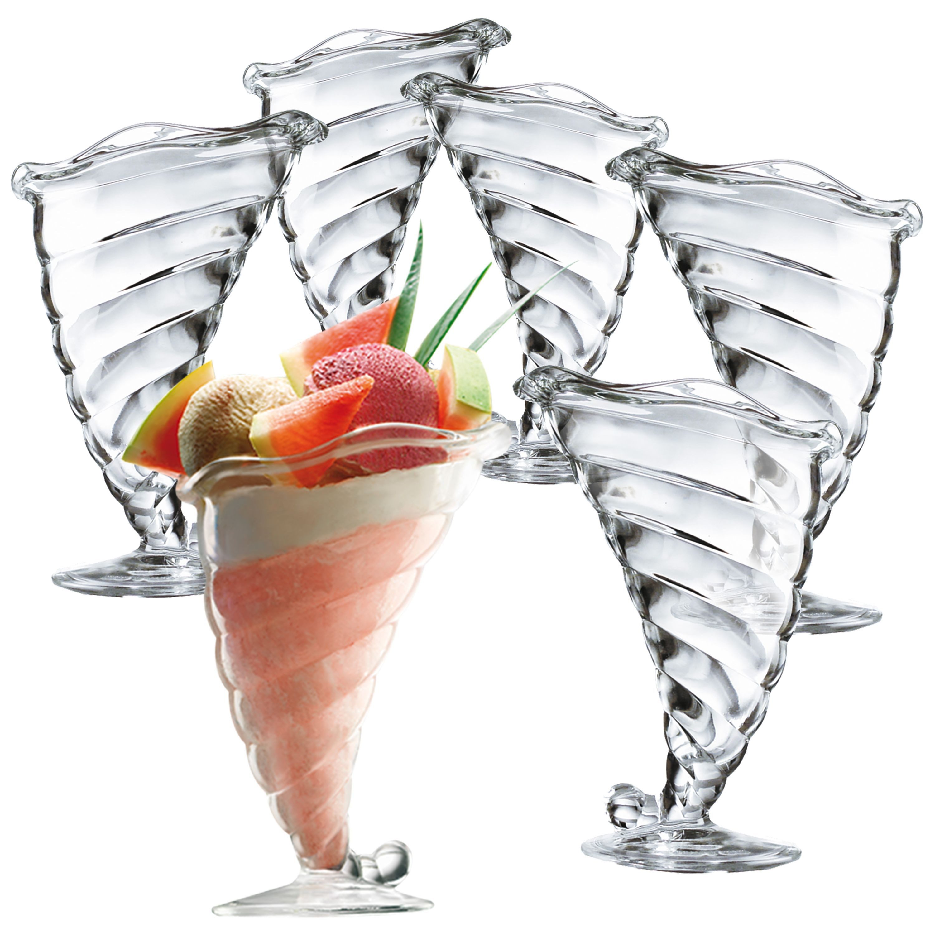 Bormioli Rocco Eisschale 6er Set Eis-/Dessertbecher Fortuna klar, Glas 32,0 cl H. 18,0 cm, Glas