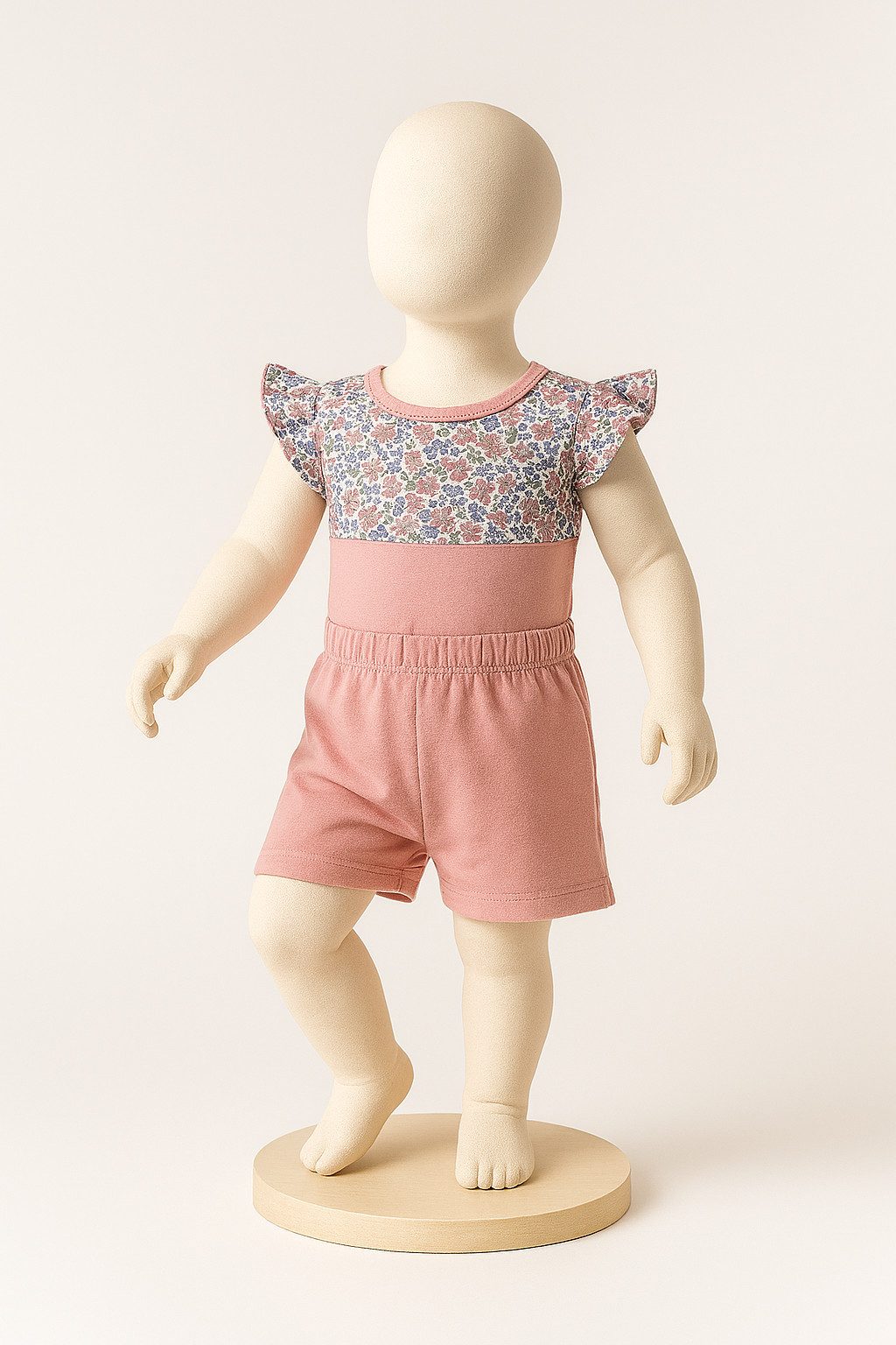 Body & Shorts Mädchen Outfit, 2er Set, Blümchen-Print, 100 % Baumwolle