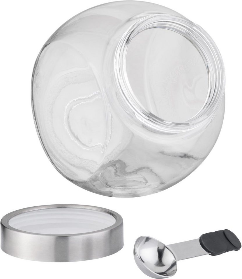 APS Vorratsglas, Edelstahl, Glas, (1-tlg), mit Löffel mit magnetischem  Silikongriff, 3 Liter, Ob Kaffee oder Süßigkeiten, du hast immer den  Überblick über den Inhalt