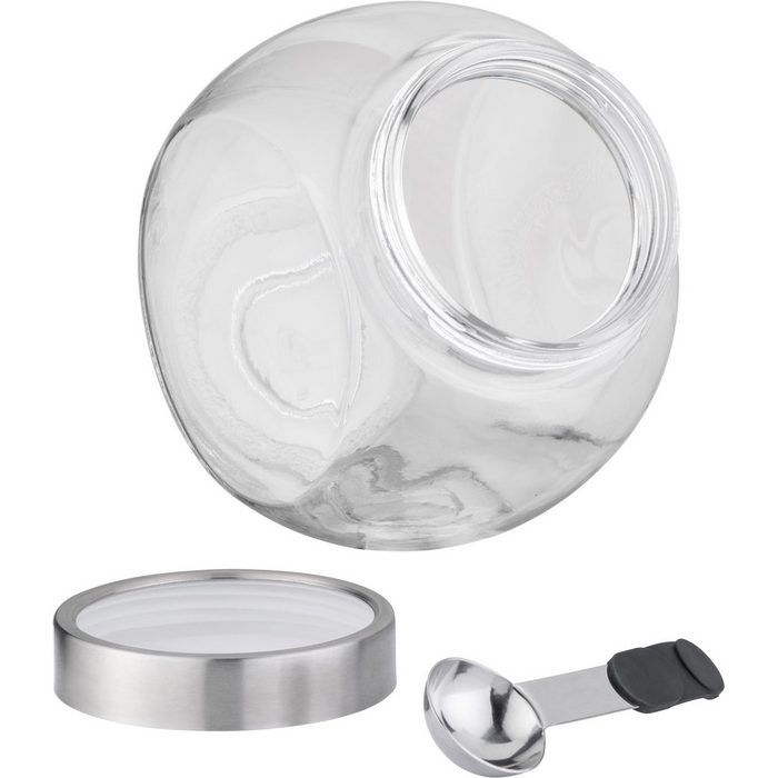 APS Vorratsglas Edelstahl Glas (1-tlg) mit Löffel mit magnetischem Silikongriff 3 Liter
