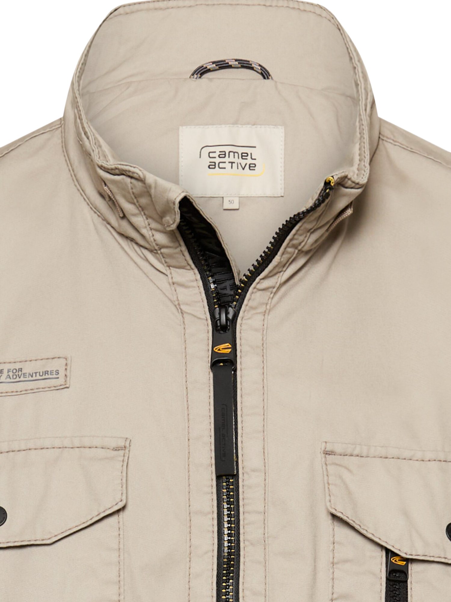 camel active Funktionsjacke natur,Casual,Baumwolle,Unifarben,Stehkragen,Lang,Regular Fit