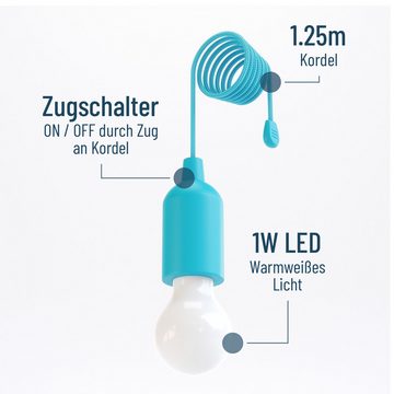 greate. LED Taschenlampe 1x LED Lampe batteriebetrieben blau - Pull Light Zugschalter (1-St)