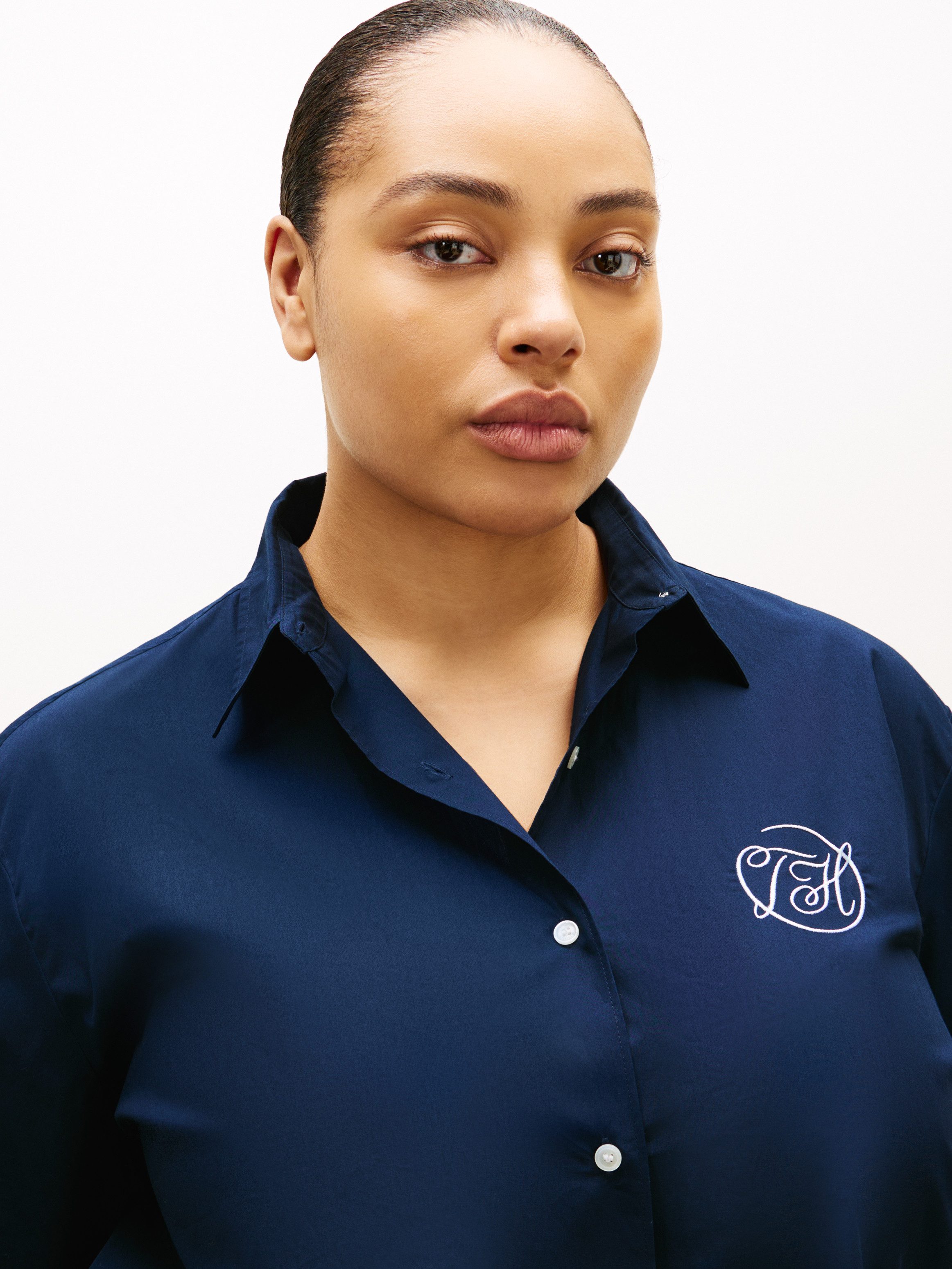Tommy Hilfiger Curve Hemdbluse CRV COTTON EASY SHIRT in großen Größen, Baumwolle