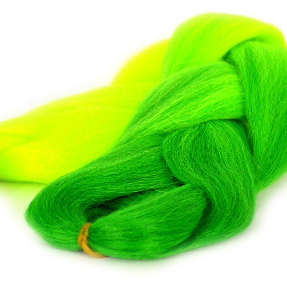 Saftgrün-Neongelb im Pack 3er Kunsthaar-Extension MyBraids 2-farbig BRAIDS! Jumbo Flechthaar YOUR Zöpfe Braids 40-BY