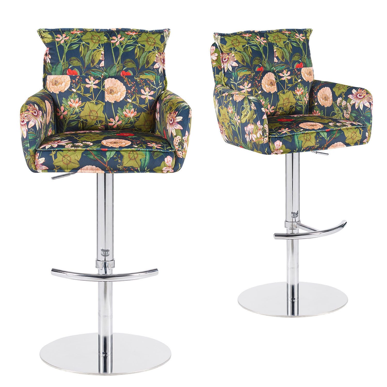 DUBI Möbel Barhocker Kira, Chrom, 360° drehbar, höhenverstellbar im 2er-Set