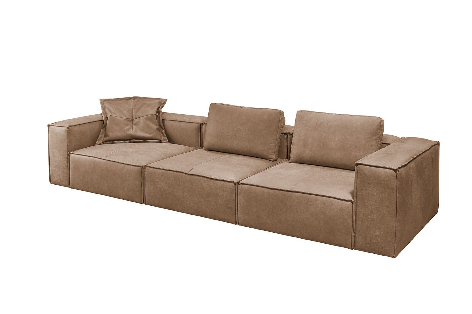 KAWOLA 4-Sitzer CARMO, Sofa Couch Leder verschiedene Farben 366x118 cm