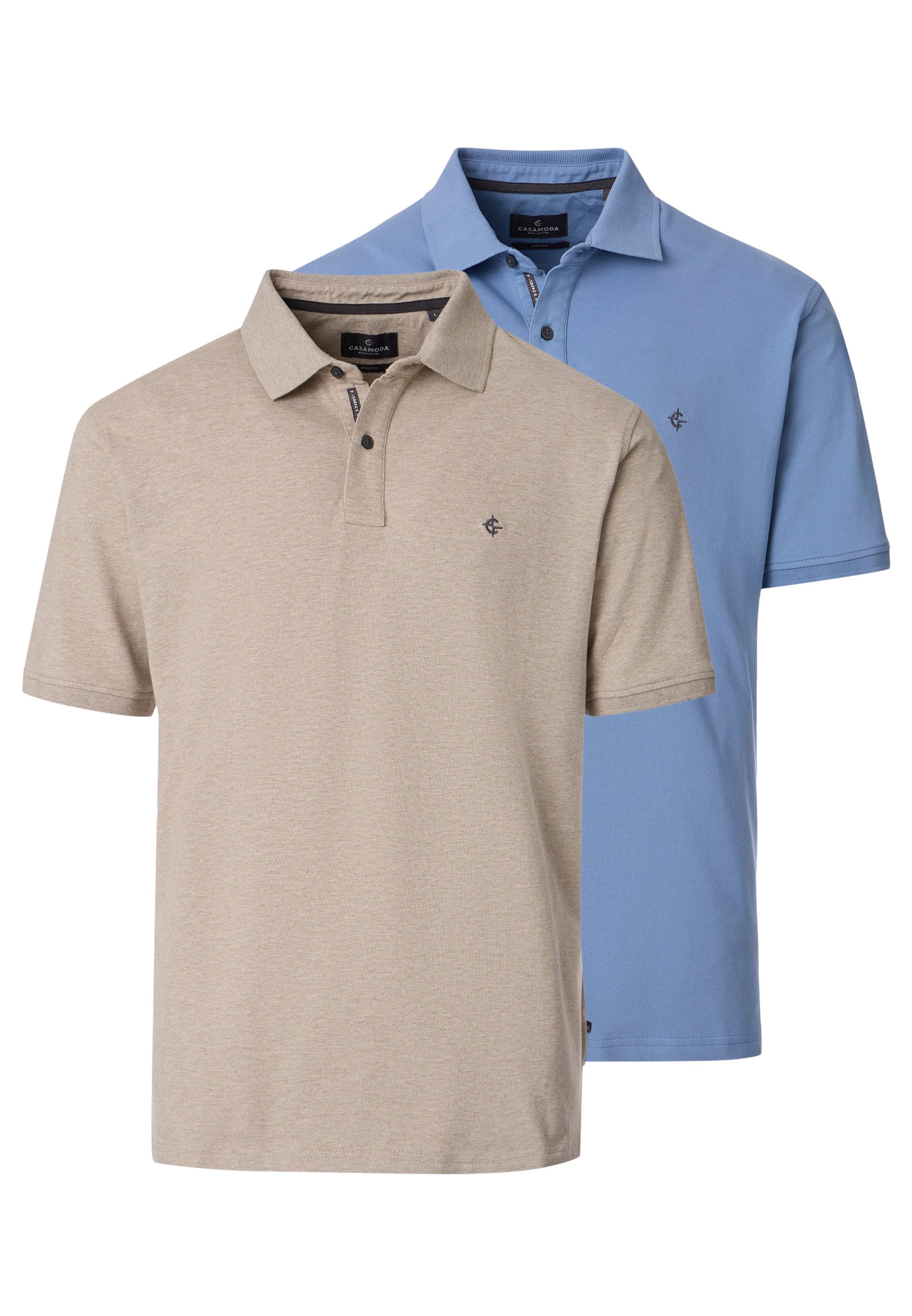 CASAMODA Poloshirt 2er Pack Basic (Spar-Set, 2-tlg) Poloshirt - Baumwolle - Atmungsaktiv - Kleurcontrasterende knoppen
