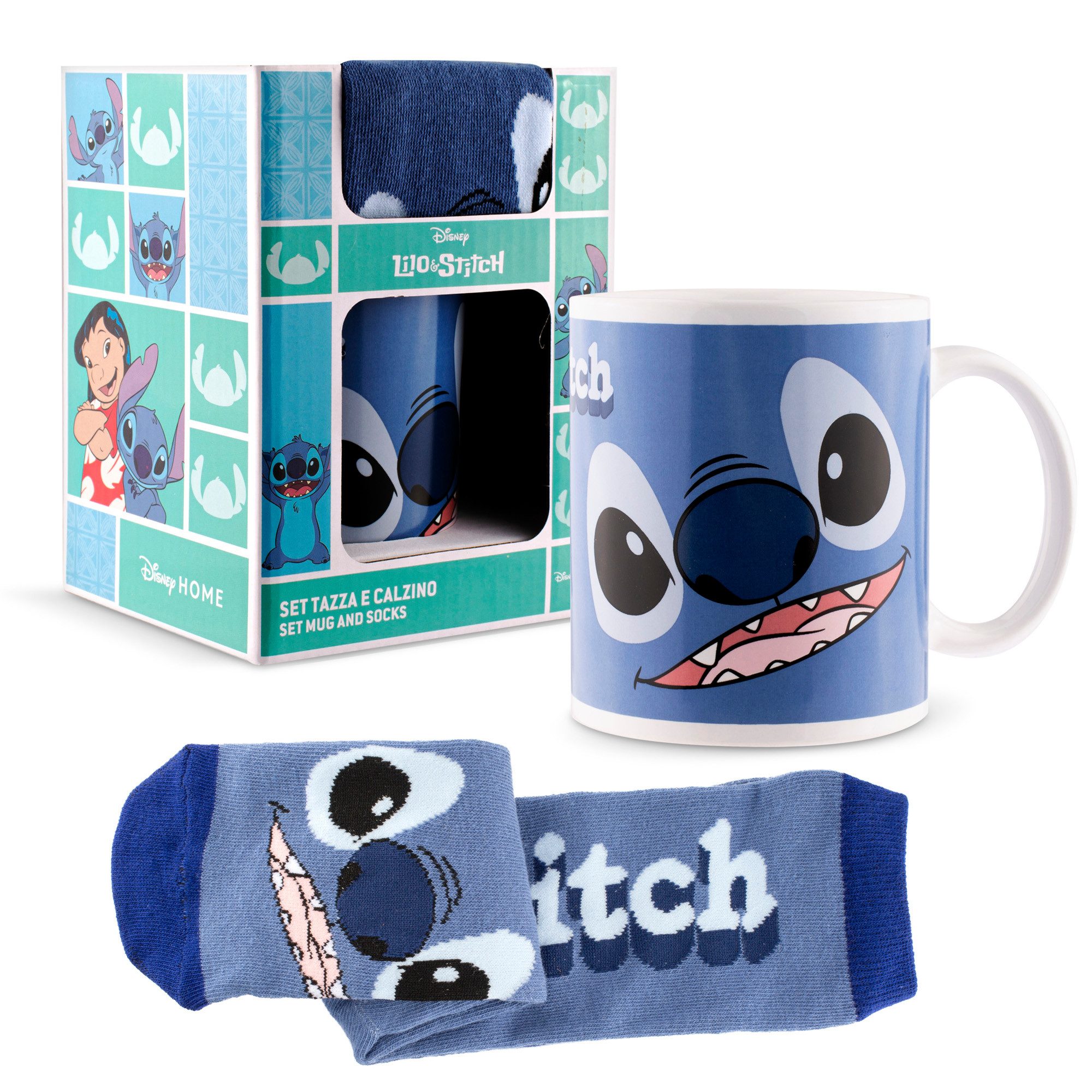 Lilo & Stitch Plüschfigur Disney Stitch Tasse und Socken Geschenk Set (Blau günstig online kaufen