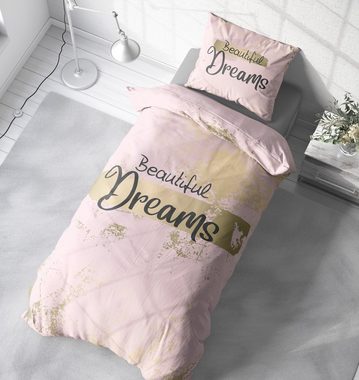 Bettwäsche Beautiful Dreams, One Home, Mikrofaser, 2 teilig, Glamour und Glitzer gold