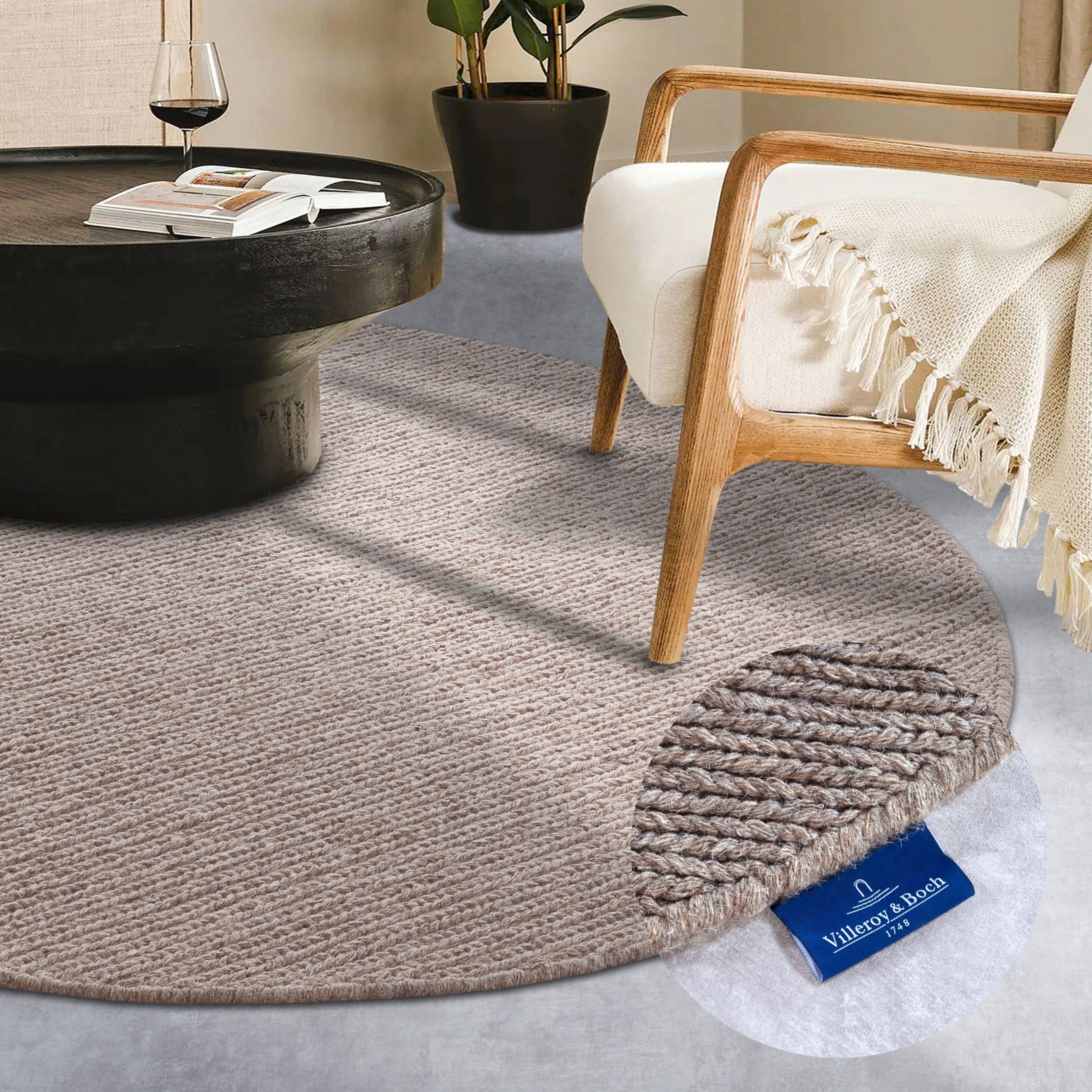 Villeroy & Boch Wollteppich Francois, rund, Höhe: 7 mm, in rund, oval, Läufer, handgewebt, Wolle, Wohnzimmer, Schlafzimmer