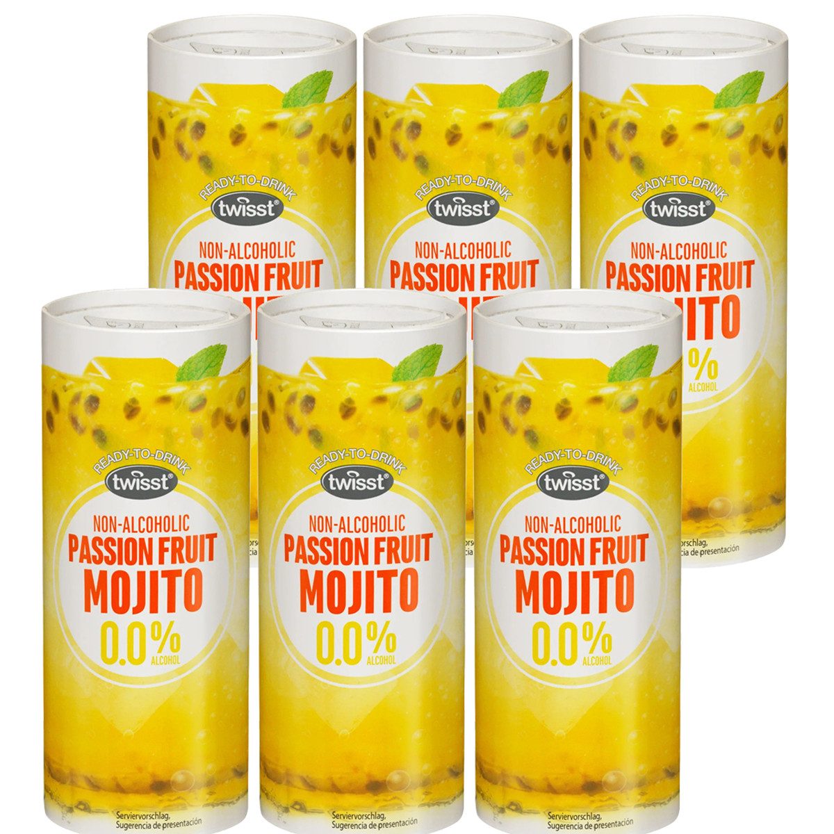 twisst Mixgetränk, Twisst Passion Fruit Mojito tropisch ohne Alkohol 240ml 6er Pack