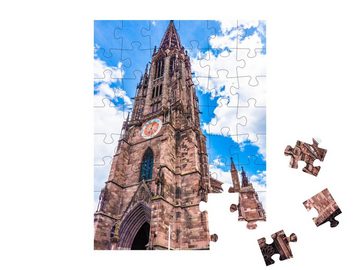 puzzleYOU Puzzle Glockenturm von Freiburg im Breisgau, Deutschland, 48 Puzzleteile, puzzleYOU-Kollektionen Freiburger Münster
