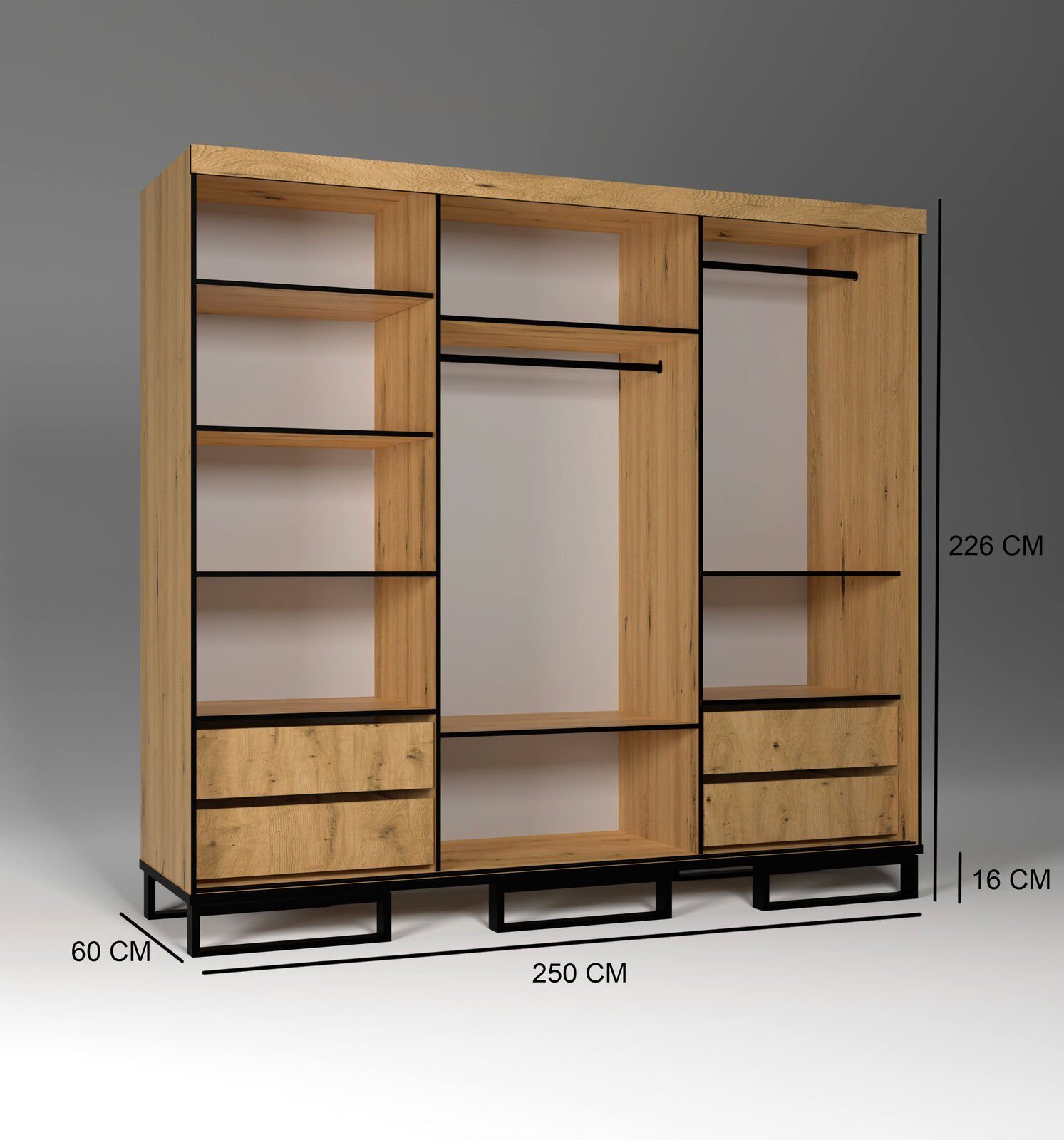 JVmoebel Schränke Mehrzweck Loft Kleiderschrank Schlafzimmer Kleiderschrank Regale Regal