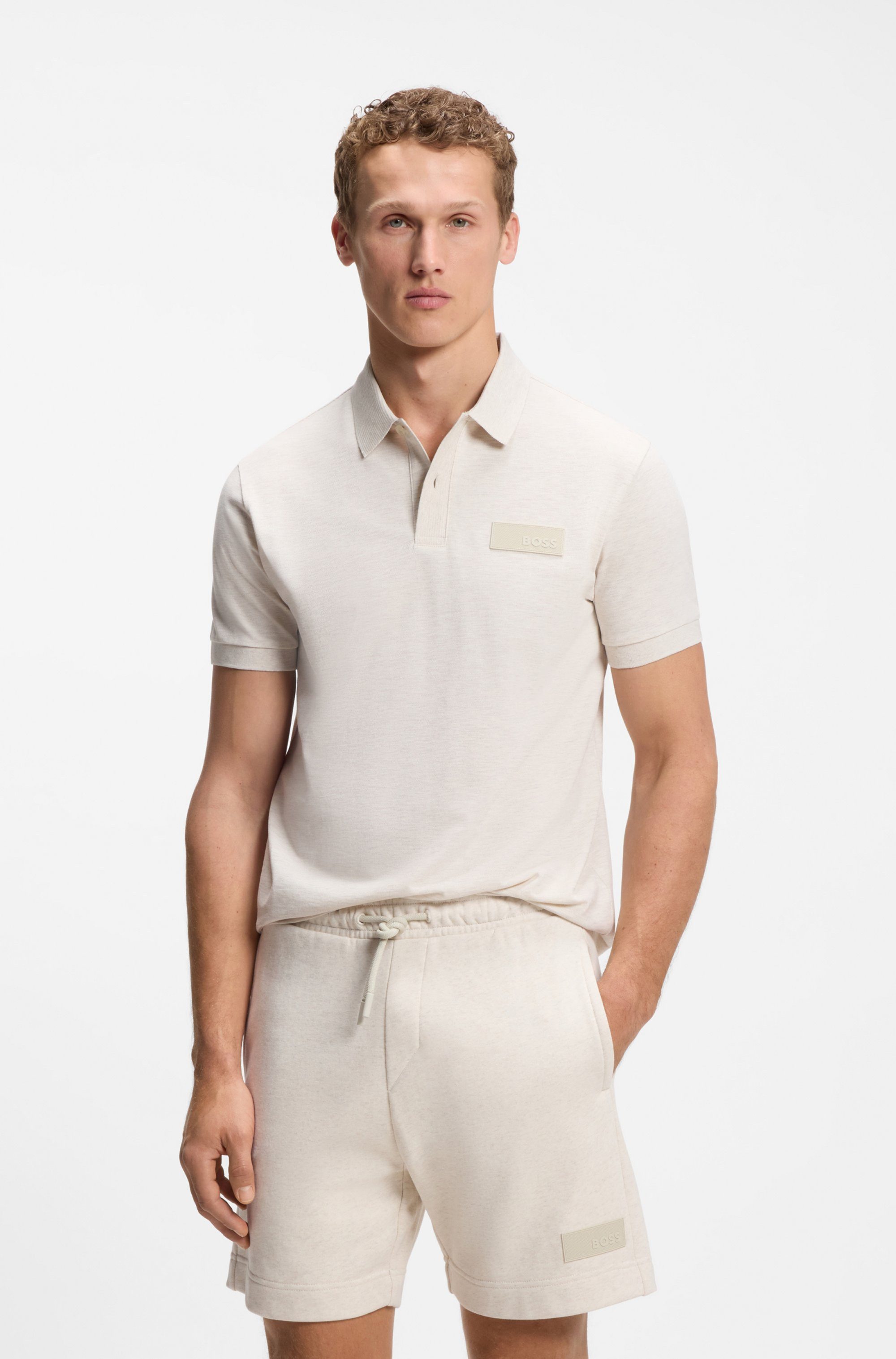 BOSS GREEN Poloshirt Paddy Structure Regular Fit, Reine Baumwolle, Logo-Patch