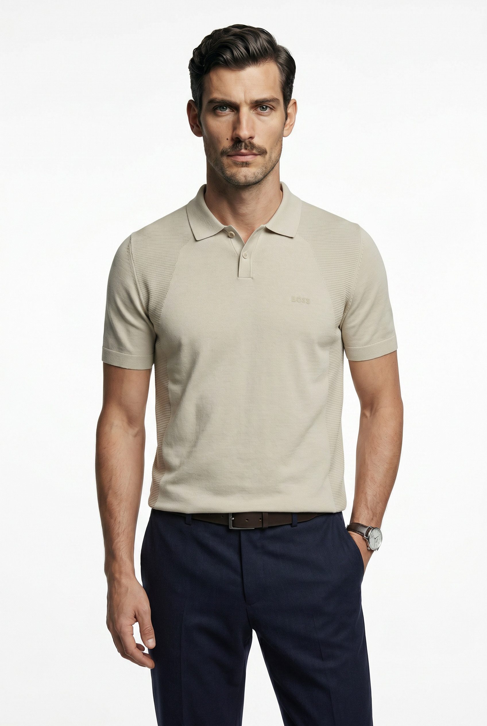 BOSS GREEN Kurzarmpullover Momentum Lite PS Polokragen, Baumwoll-Mix, Regular Fit
