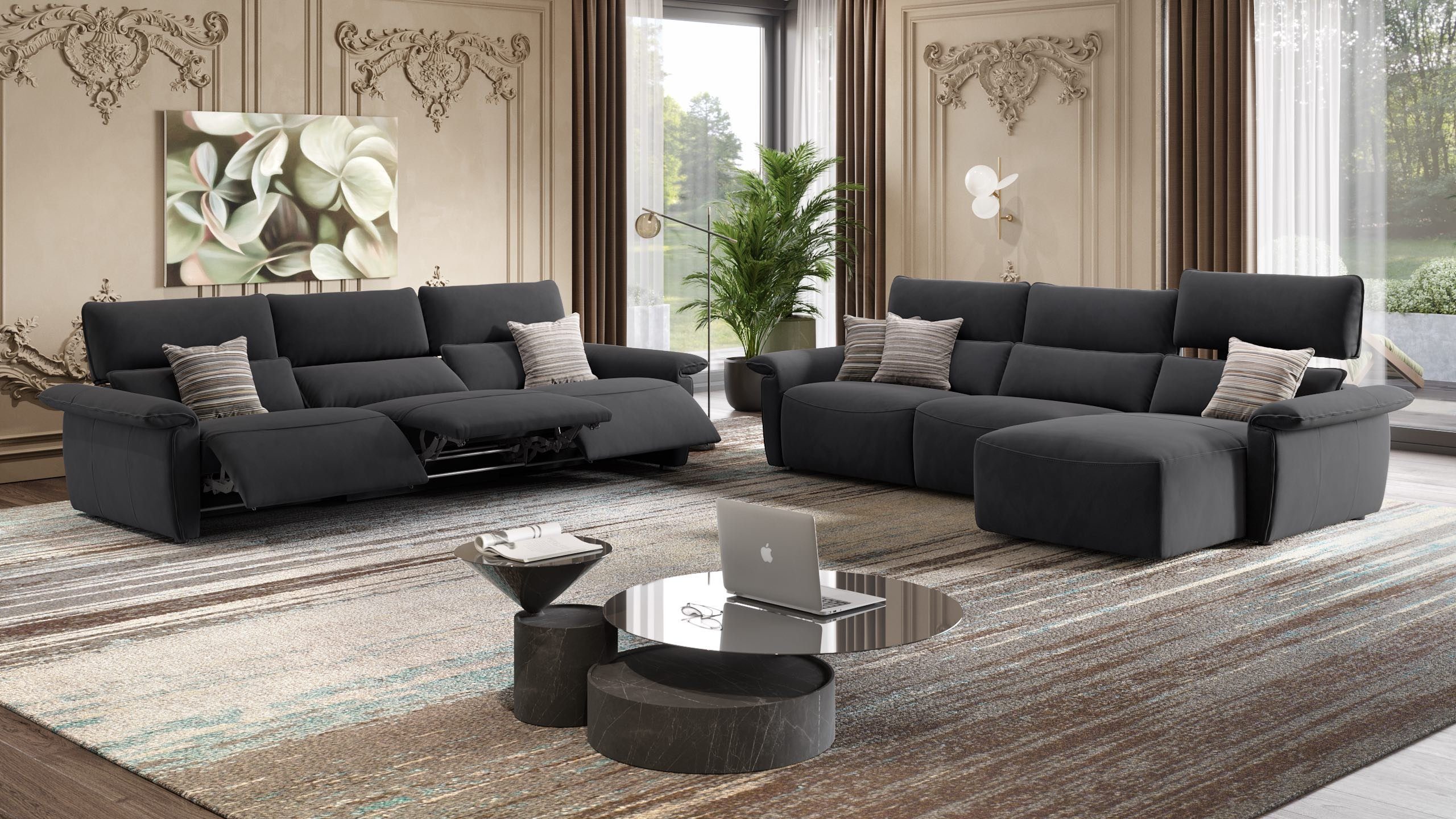Sofanella 3-Sitzer Stoff MERIDA, Relaxcouch, Designersofa, Designer Sofa, 3er Couch, Sofagarnitur