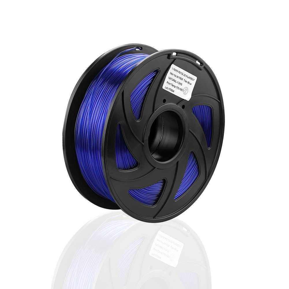 euroharry Filament 3D Filament PETG 1,75mm 1KG verschiedene Farben Blau-Transparent