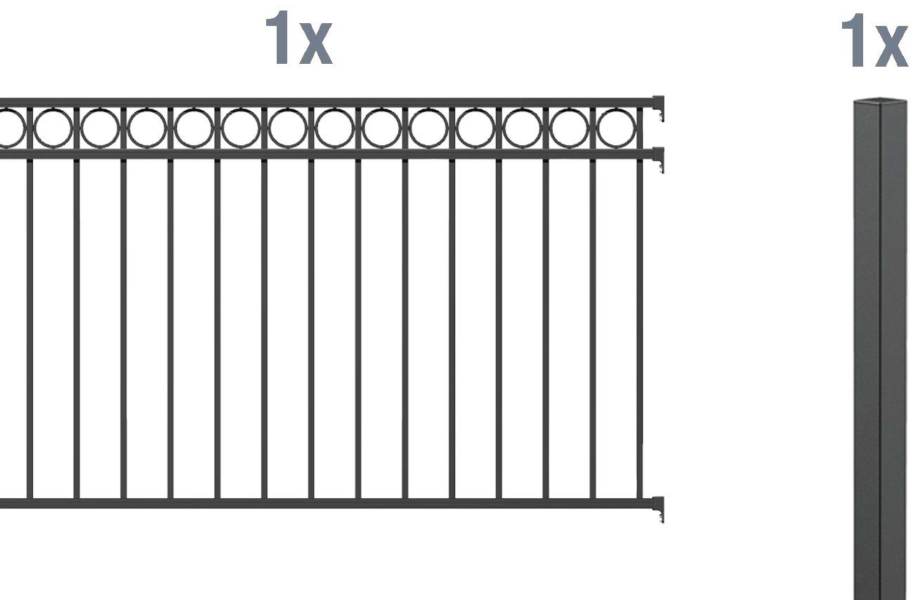 Alberts Metallzaun Anbauset Circle, Höhe: 100 und 120 cm, Breite: 200 cm, zum Einbetonieren