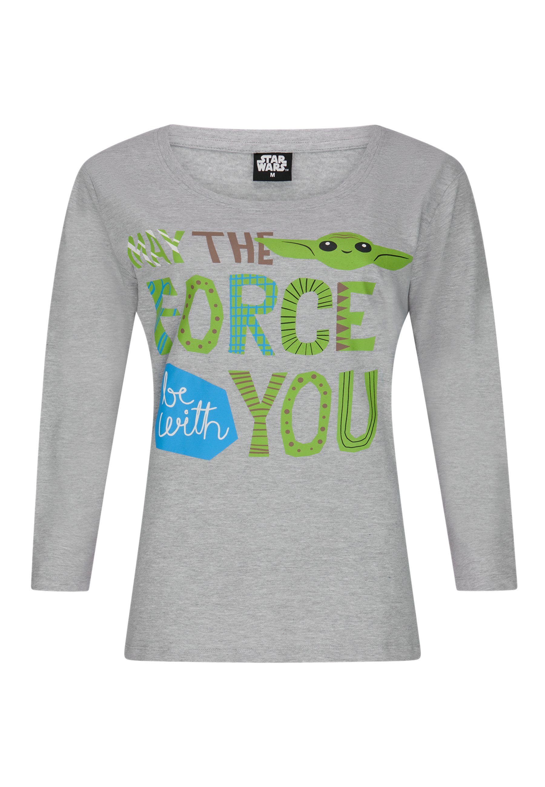 Star Wars Schlafanzug (2 Pyjama-Set Star Langarm-Shirt Schlafhose Wars tlg) Damen Lang mit Yoda