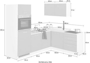 HELD MÖBEL Winkelküche Visby, ohne E-Geräte, Winkel 240 x 180cm für Kühlschrank u. Geschirrspüler