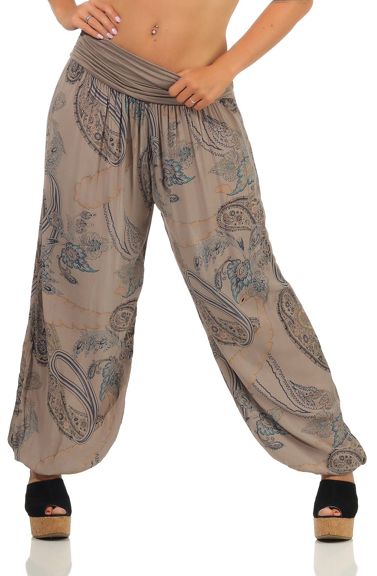 malito more than fashion Haremshose malito Damen Aladinhose mit Print, Haremshose zum Tanzen, Pumphose Pluderhose mit All-Over-Print