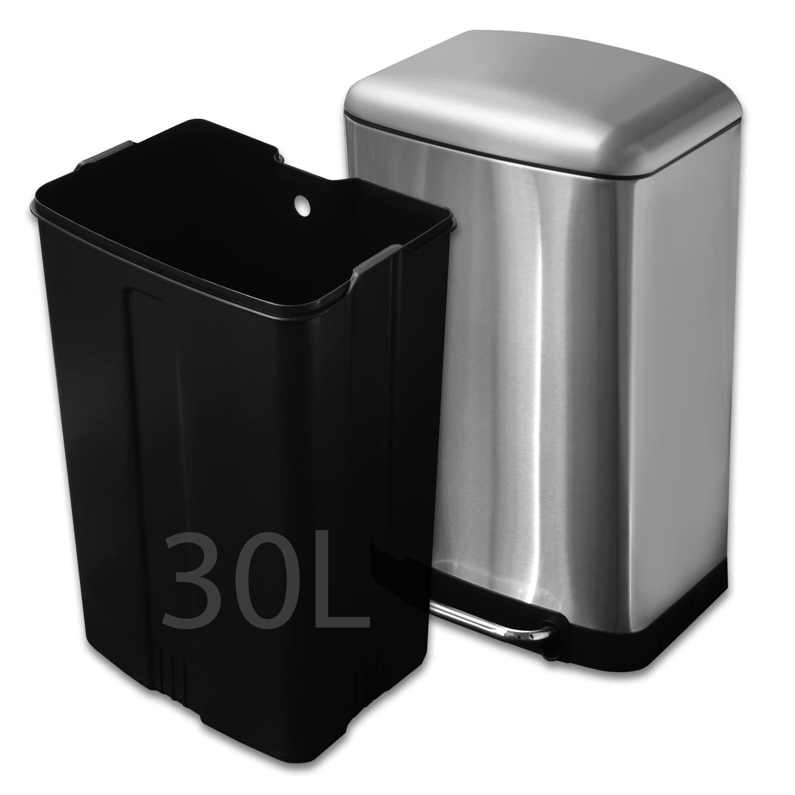 Farben, Edelstahl, Mülleimer Cubo, Abfallbehälter 2 Silber aus pura casa Liter 30