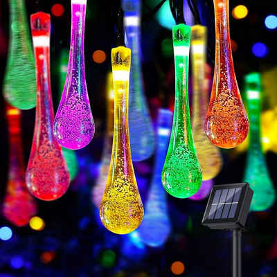 Oneid LED-Lichterkette Solar Outdoor String Lights, 5m 20 LED Teardrop Lights, 8 Modes