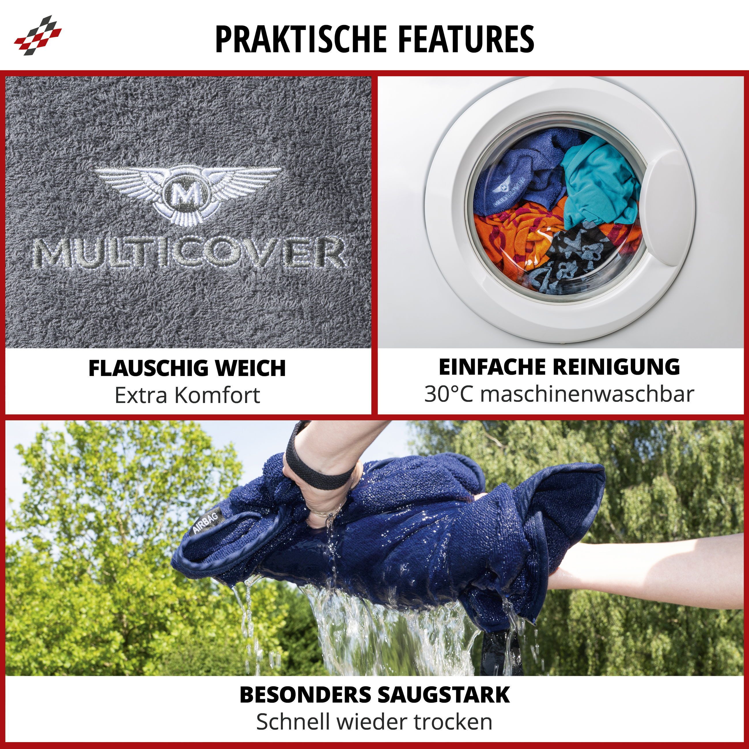 WALSER Car Seat Cover Multicover Black, 1 piece, 1-piece