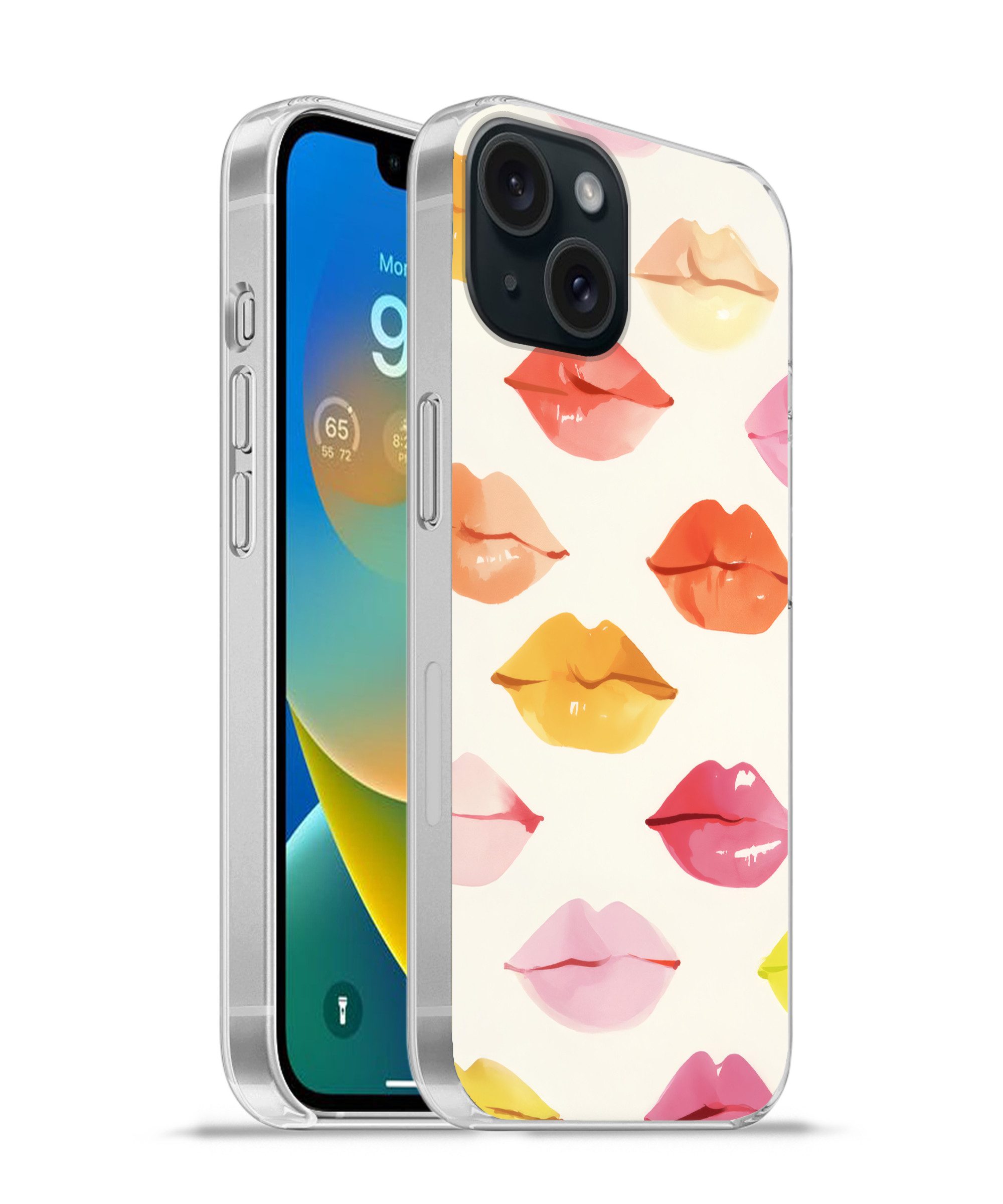 MuchoWow Handyhülle für Apple iPhone 15 Lippen - Bunt - Glänzend, Smartphone-Bumper, Print, Handy Schutzhülle Dünn