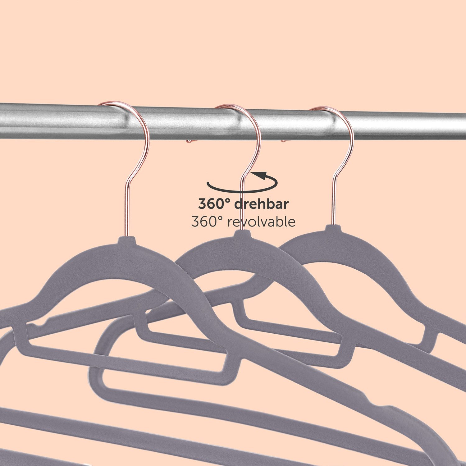 Blumtal Kleiderbügel Rutschfest - Samtoptik - Platzsparend, (20-tlg), Premium inkl. Krawattenhalter, 360° drehbar, Anti-Rutsch Bügel