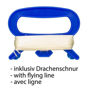 CiM Flug-Drache Penta WASCHBÄR - NEU Klettverschluss-Tasche, 102x108cm mit drei Streifenschwänzen inkl. Drachenschnur