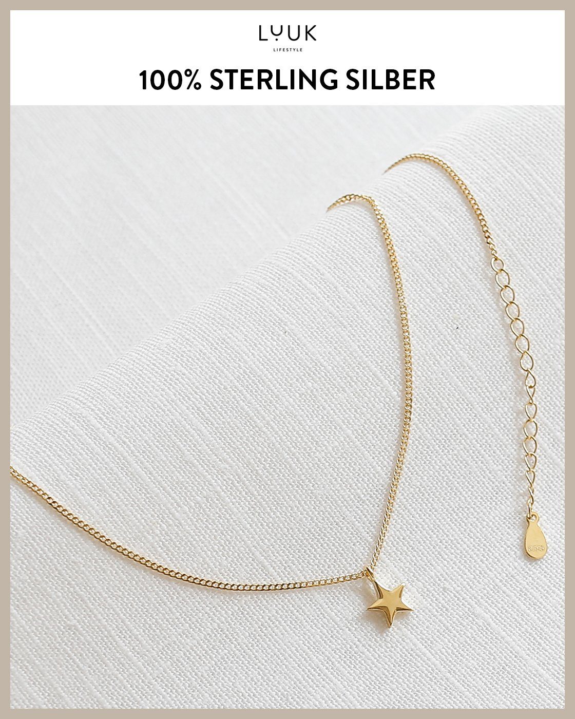 Anhänger, Sterlingsilber Silberkette 925er LIFESTYLE mit Stern Stern, LUUK Gold