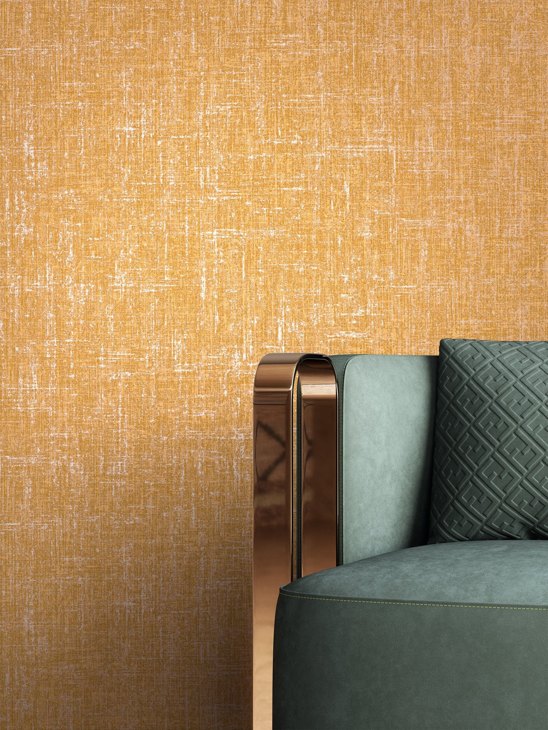 Newroom Vliestapete, Gelb Tapete Uni Leicht Glänzend - Unitapete Orange Gol günstig online kaufen