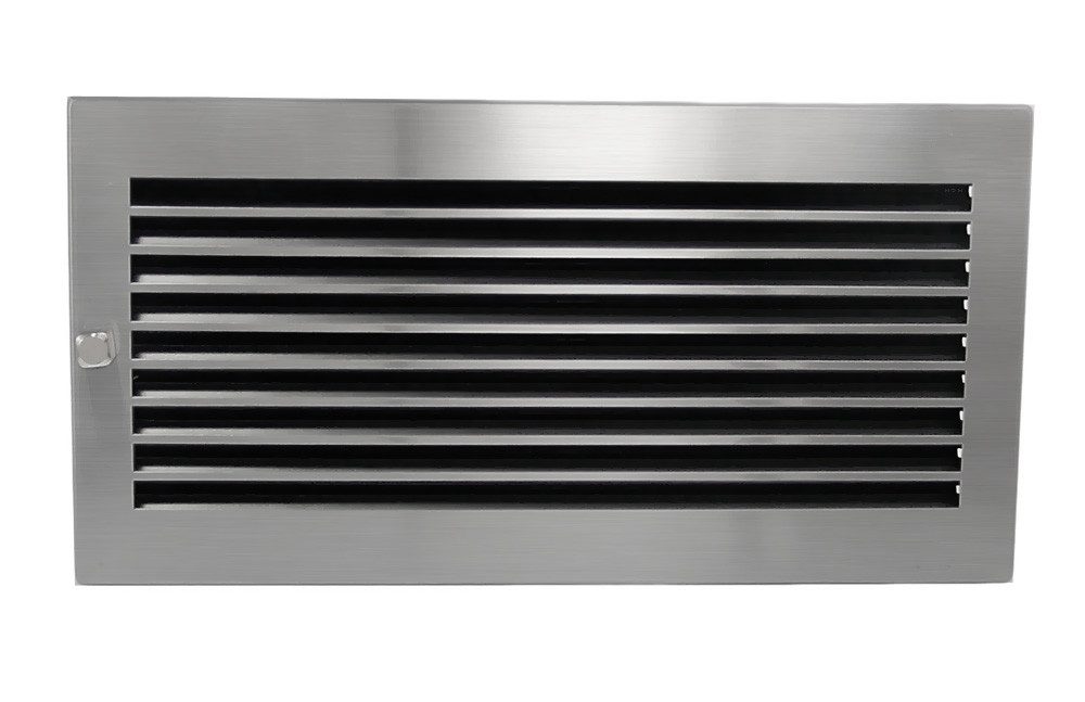 CB-TEC Lüftungsgitter Warmluftgitter WG 4523 MESM mit Edelstahl Blende 450x230 Abluftgitter, Regulierbare Lamellen mit Edelstahlblende