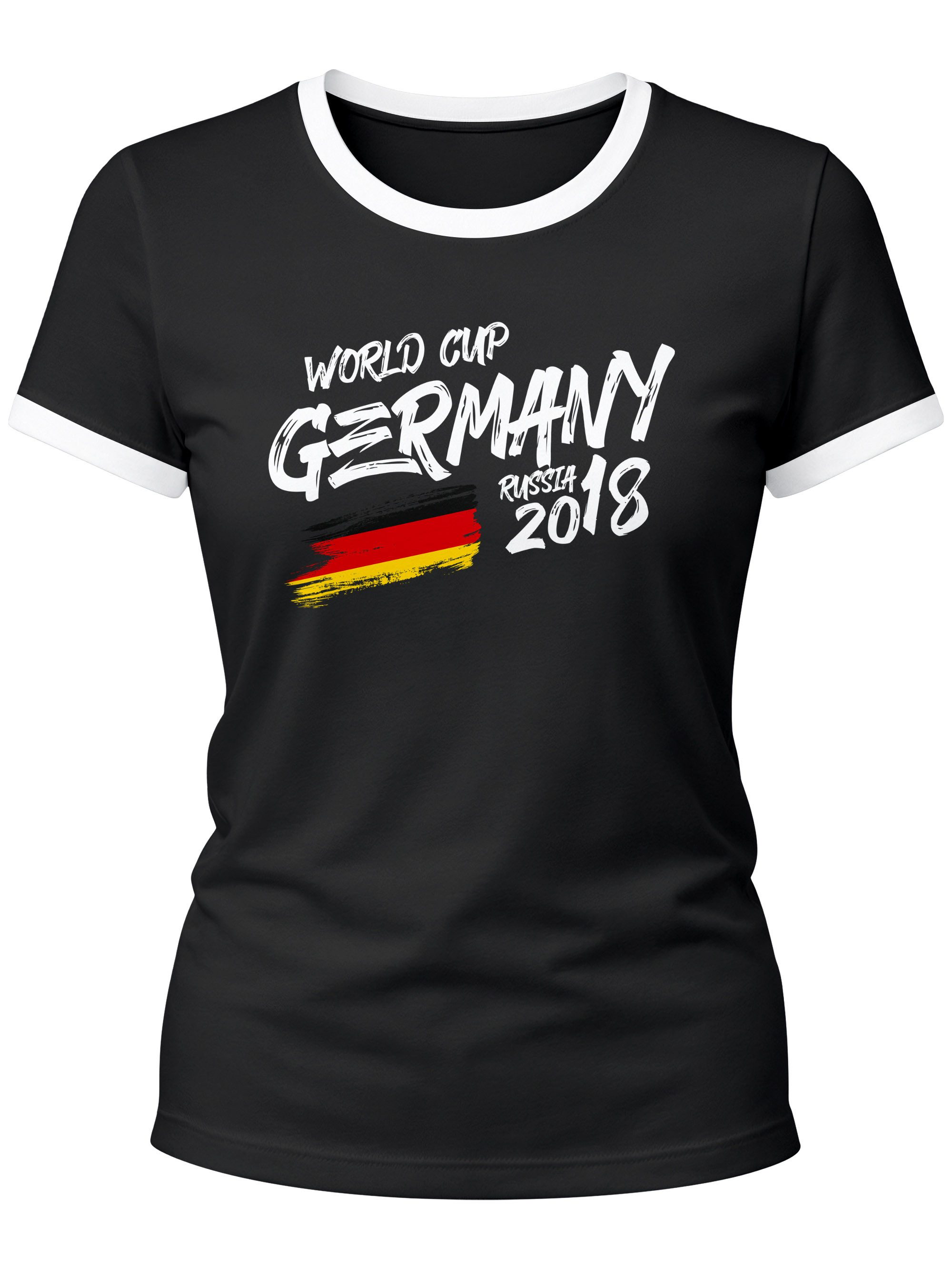 MoonWorks Print-Shirt Damen T-Shirt Deutschland Fan-Shirt Retro Fußball WM Fußball-Sommer mit Print