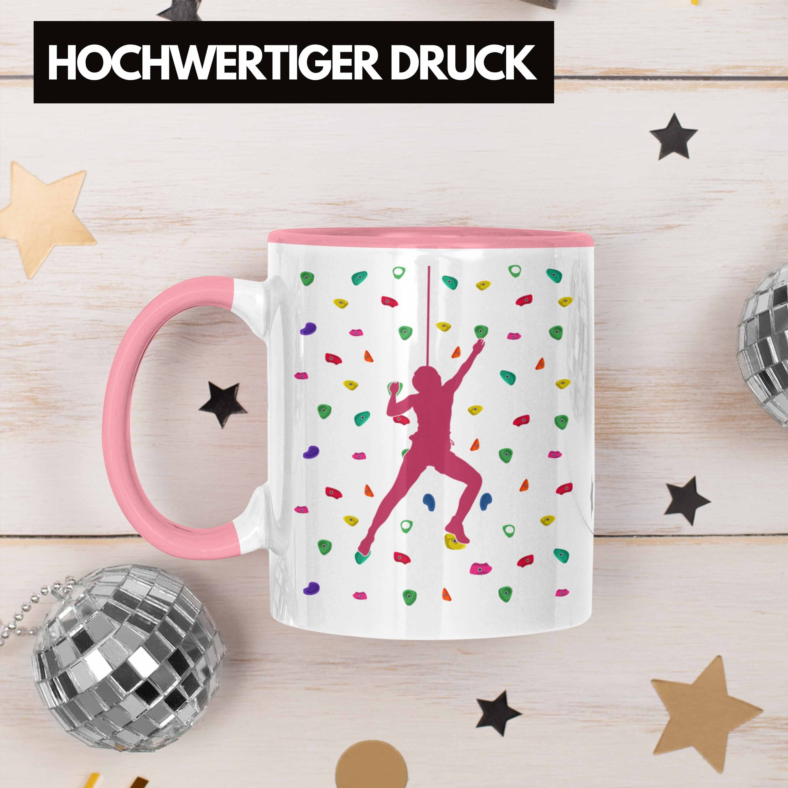 - Tasse Tasse Geschenkidee Trendation Lustige Kletterer Trendation Tasse Hobby Rosa Geschenk Klettern