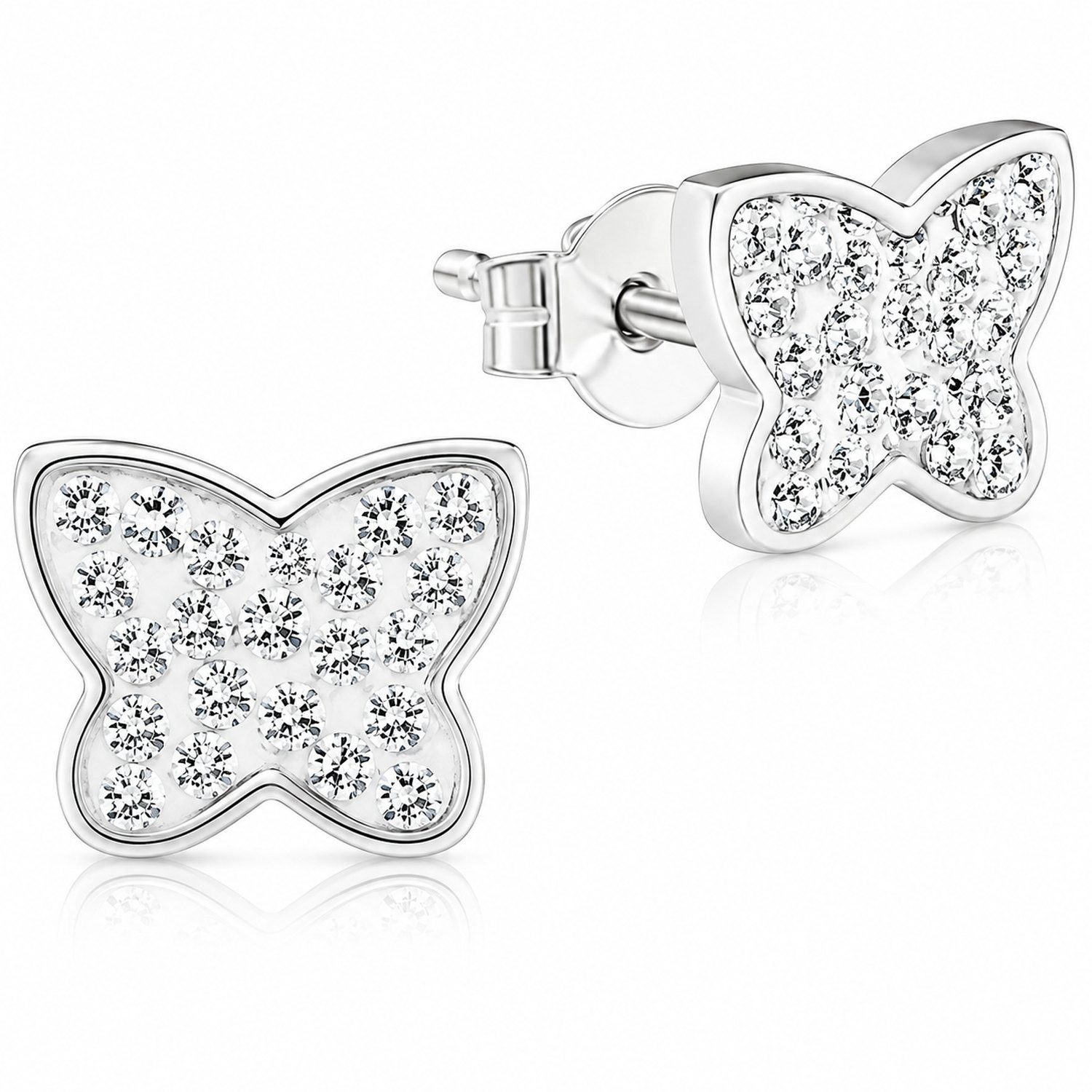 LUISIA® Paar Ohrstecker Schmetterling Kristallen von Swarovski® - 925 Sterling Silber (2-tlg., inkl. Schmuckset)