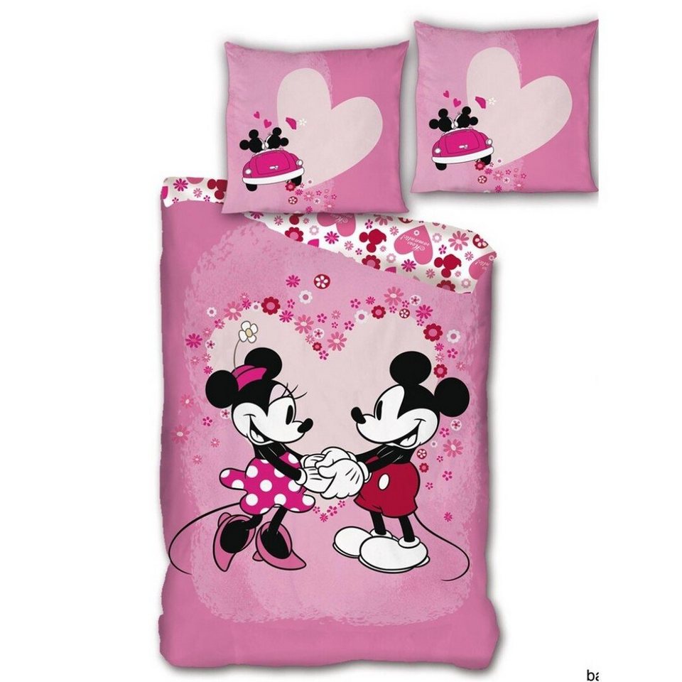 Bettwäsche Minnie und Mickey Maus Bettwäsche Set, Disney Mickey Mouse,  Mikrofaser, Deckenbezug 135-140x200 cm Kissenbezug 63x63 cm