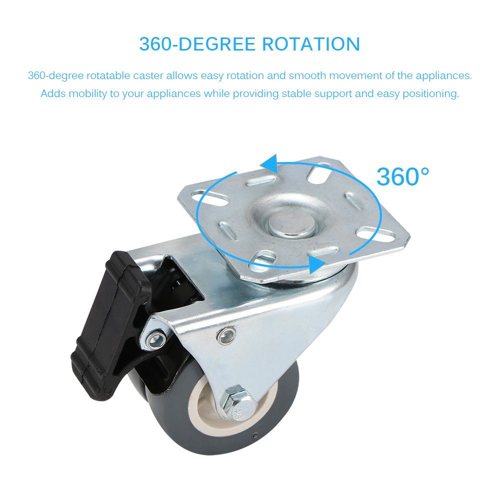 BlingBin Schwerlastrolle 4/8 Stücke 50mm Lenkrollen Doppelrollen Möbelrollen mit Bremse, (4er Set, 4-St., 4 Stück), Transportrollen 360° Drehbar Kein Geräusch f – Bild 4 von 5